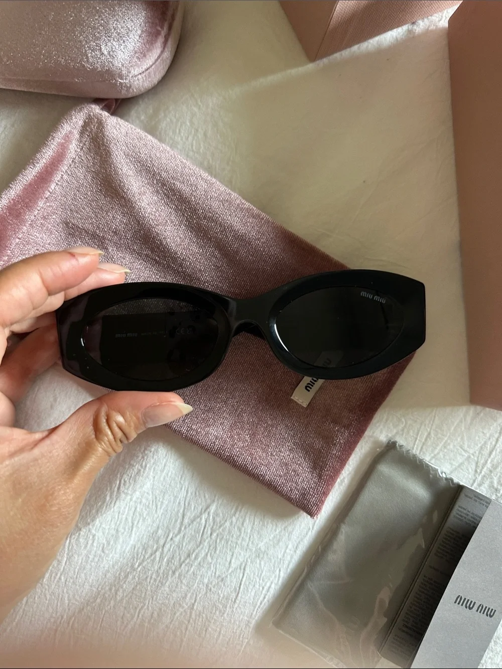 Miu Miu Black Acetate Sunglasses with Gold Logo Accent
